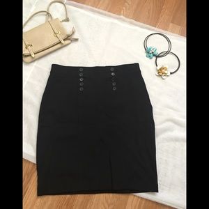 Ann Taylor Stretch Black Pencil Cut Career Skirt